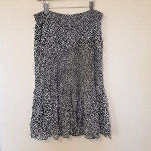 Vintage Laura black and  white floral print flare skirt